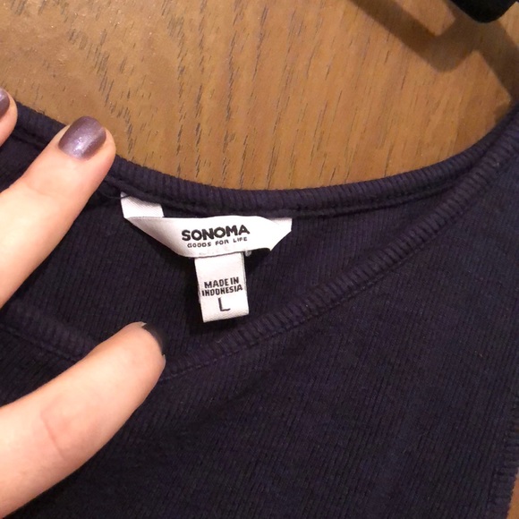 Navy blue cut out shoulder blouse - Picture 4 of 5